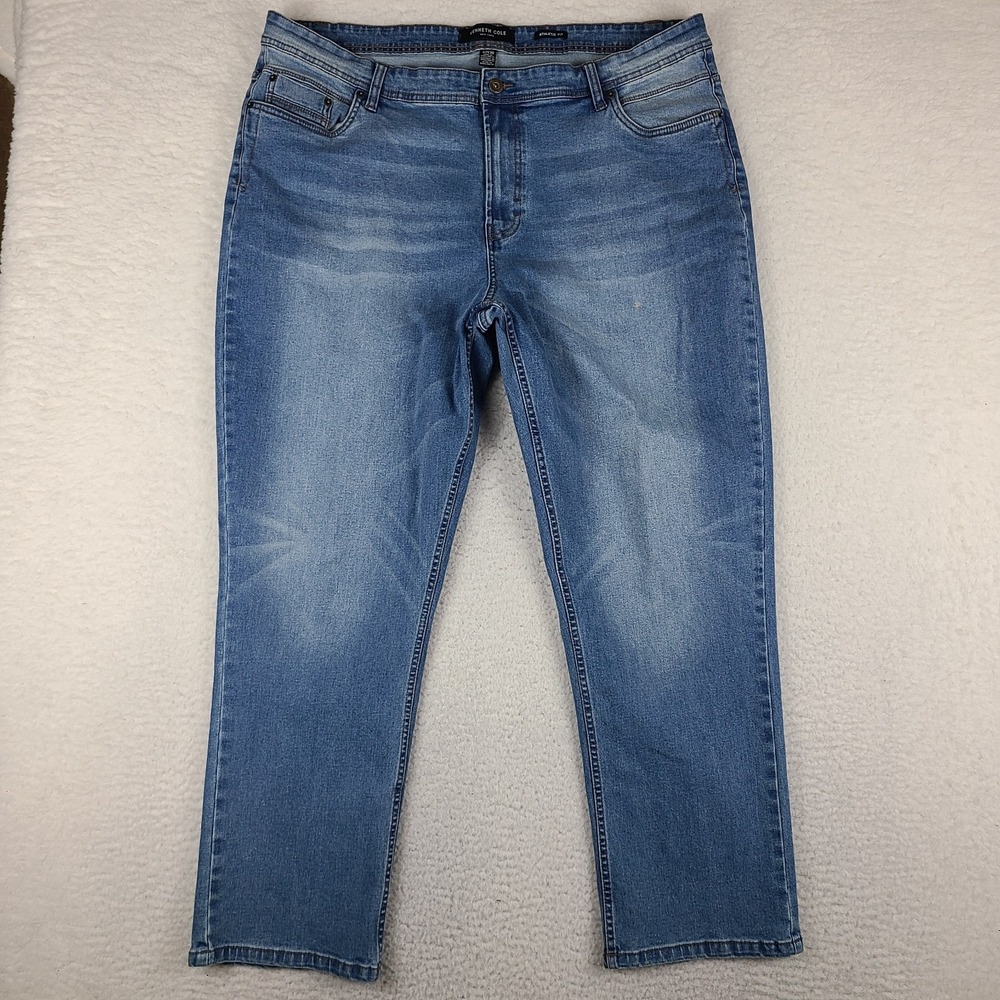 Kenneth Cole Jeans Mens 42x30 Blue Athletic Fit Light Wash Denim *